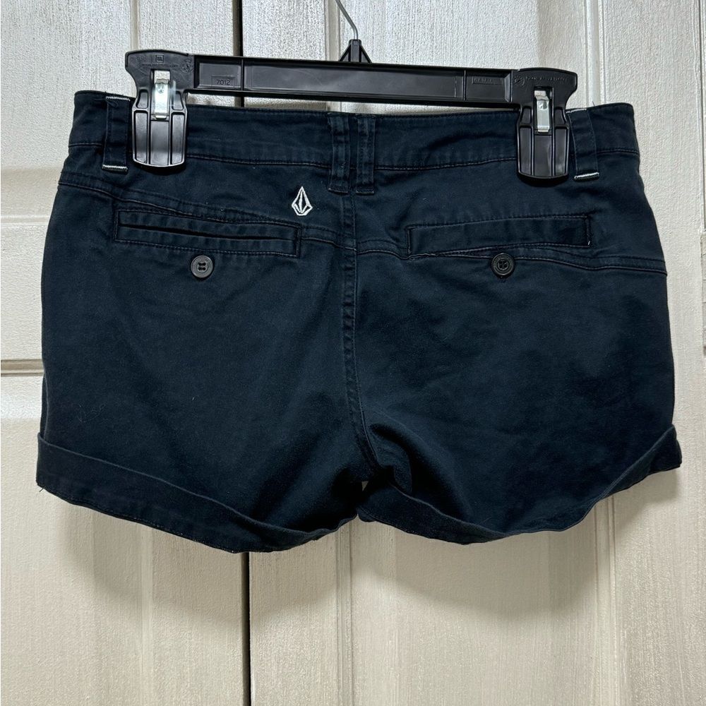 Volcom Women Junior Size 3 Black Stretch Cotton Blend Chino Shorts - Picture 3 of 15